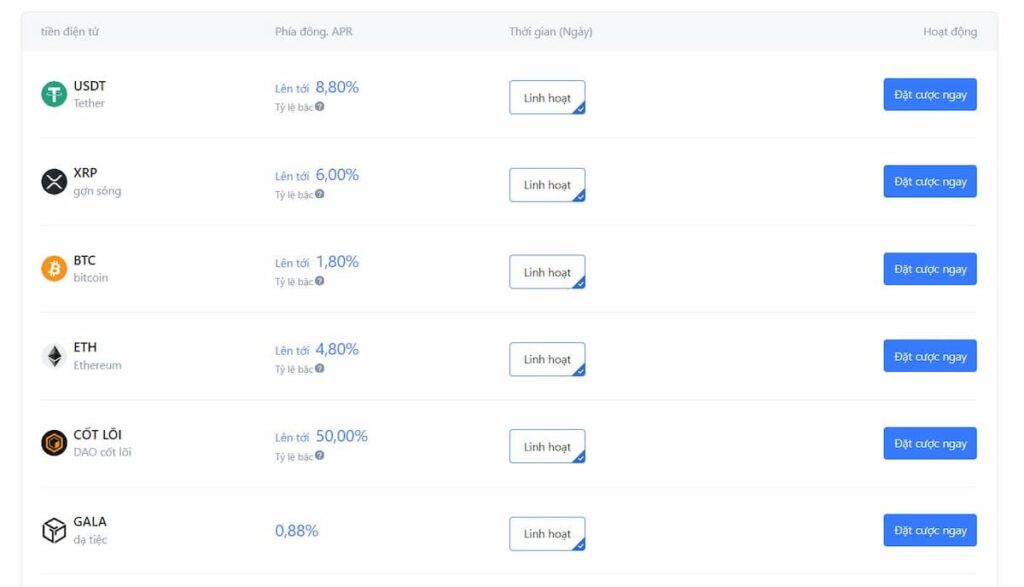 Bạn có thể chọn stake coin trên MEXC.