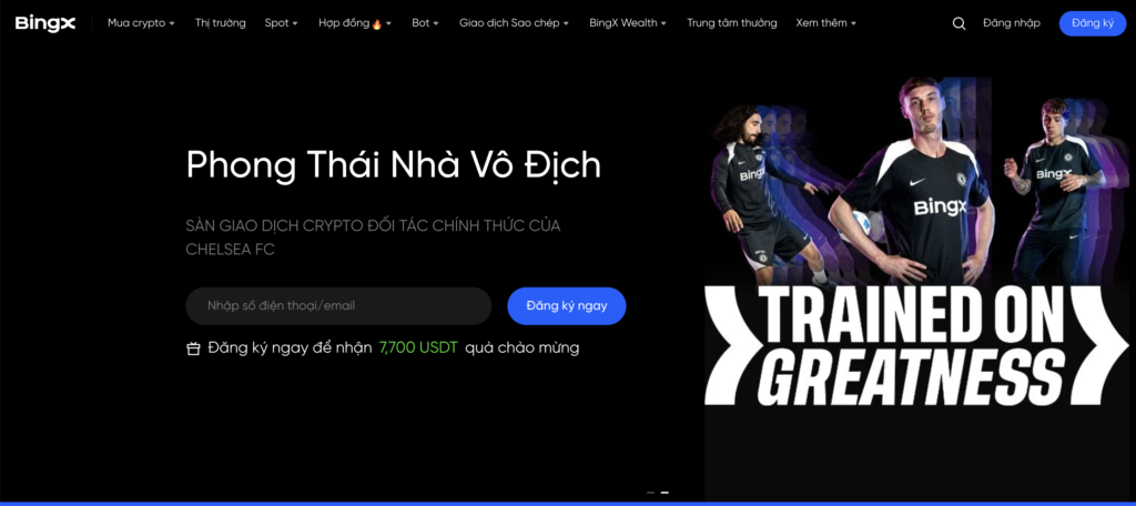 Giao diện tổng quan của sàn BingX