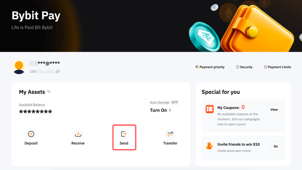 Gửi tiền dễ dàng chỉ với vài bước đơn giản trên Bybit Pay App.