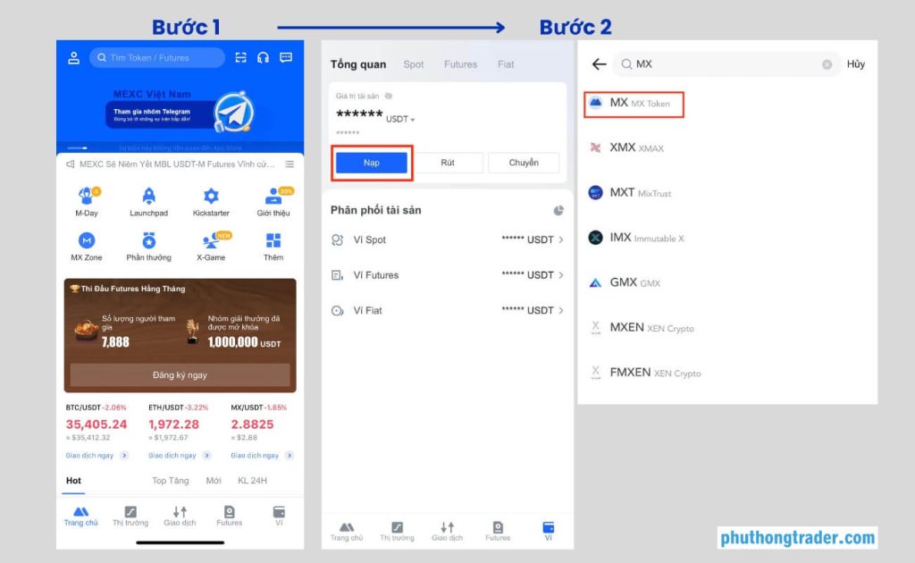 Hình ảnh minh họa trang nạp:rút tiền trên MEXC.