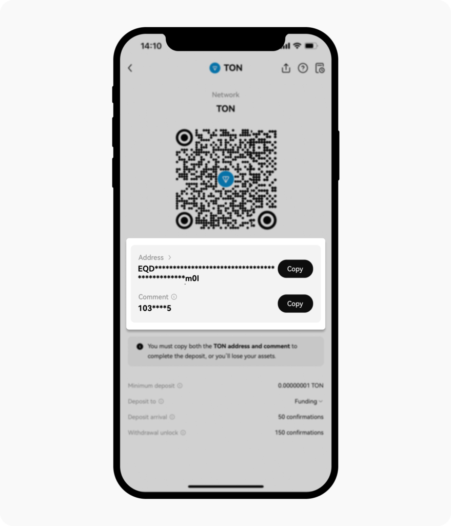 Sao chép Địa chỉ ví OKX và Tag:Memo (nếu có)