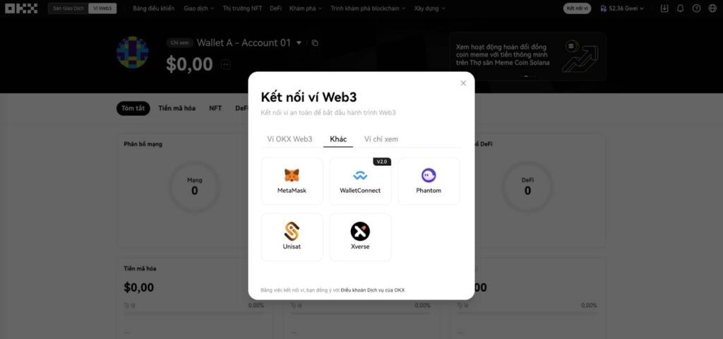 Sau khi cài đặt, tiện ích Ví OKX sẽ hiện trên thanh công cụ trình duyệt.