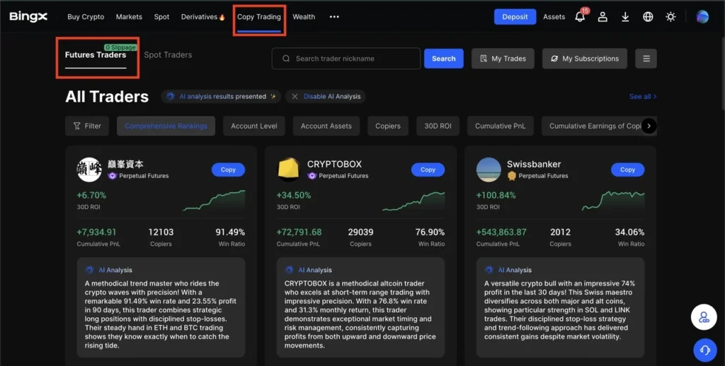 Xem xét kỹ các chỉ số của Lead Trader trước khi sao chép.