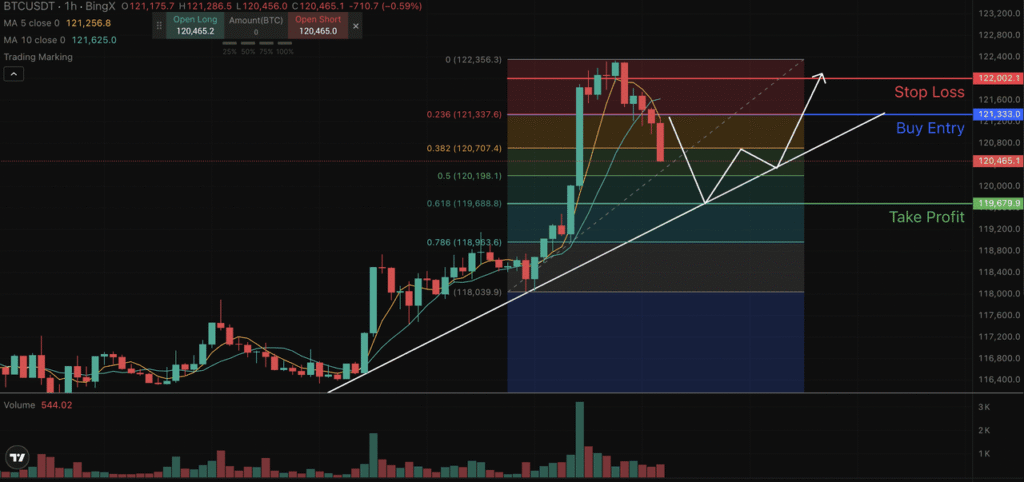 Biểu đồ so sánh chi tiết vị thế Long và Short, giúp bạn hình dung rõ hơn khi hedging
