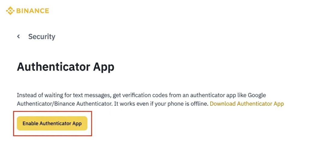 Chọn %22Ứng dụng xác thực%22 để bắt đầu thiết lập 2FA trên Binance.