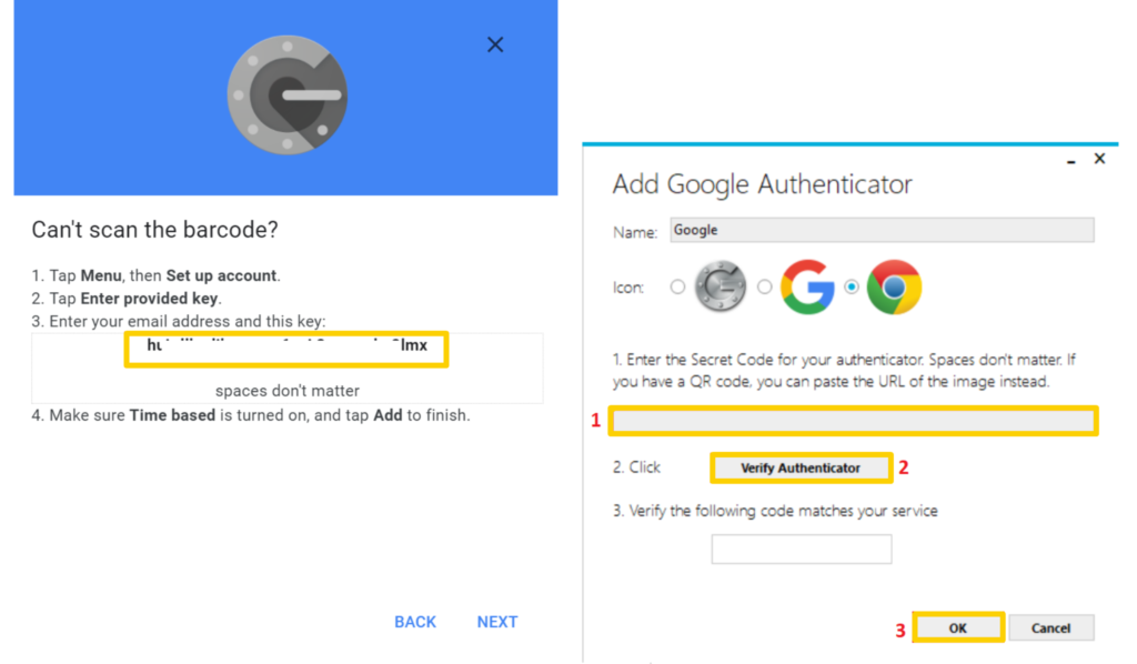 Chọn Google Authenticator để tiến hành cài đặt.