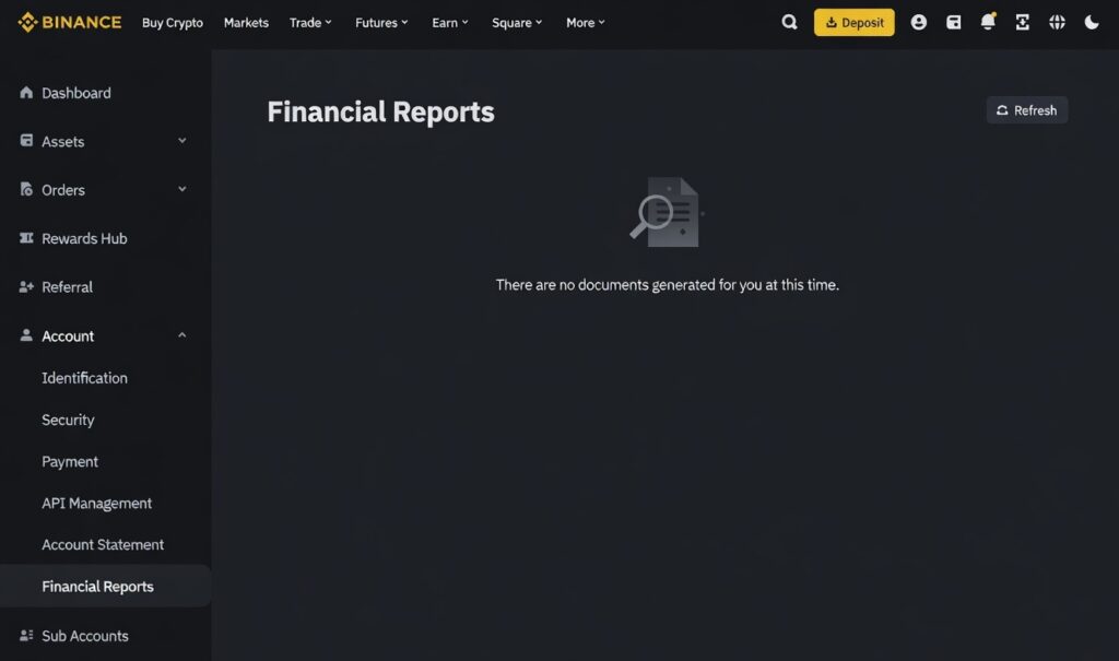 Dễ dàng quản lý và theo dõi báo cáo tài chính, lịch sử giao dịch ngay trên ứng dụng Binance desktop với giao diện trực quan.
