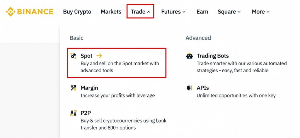 Giao dịch Spot trên Binance cho người mới.