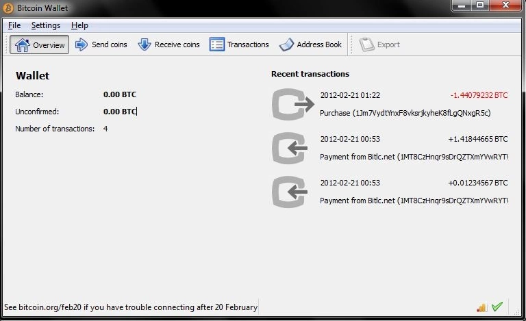 Giao diện của Bitcoin Core, một phần mềm thiết yếu cho mạng lưới Bitcoin.