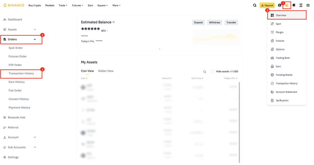Kiểm tra tổng quan trước khi rút tiền từ Binance