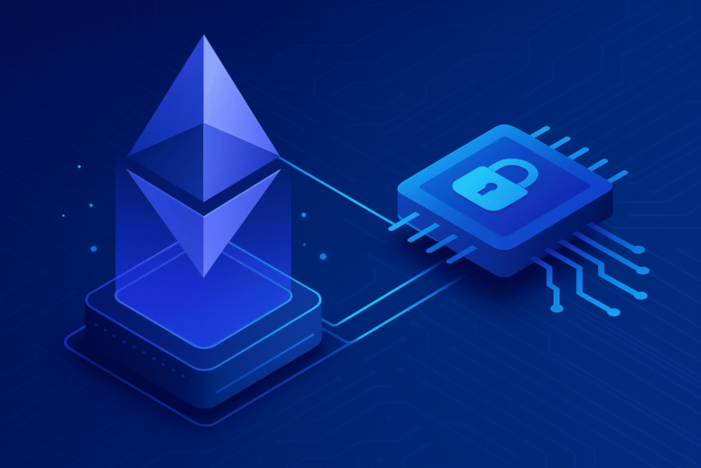 Minh họa một mạng Ethereum Private Network cơ bản, khác biệt với mạng công khai bởi khả năng kiểm soát tập trung.