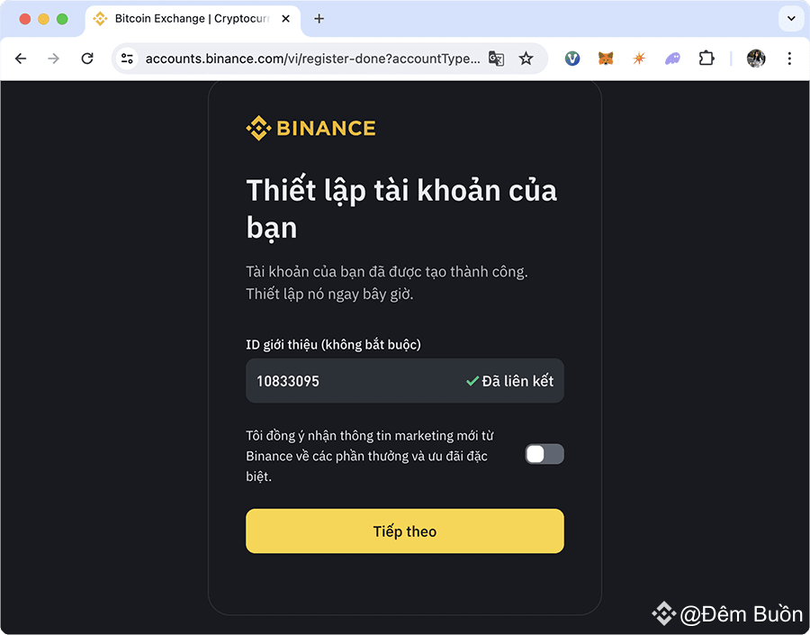 Nhập thông tin cá nhân và đừng quên mã giới thiệu để nhận ưu đãi