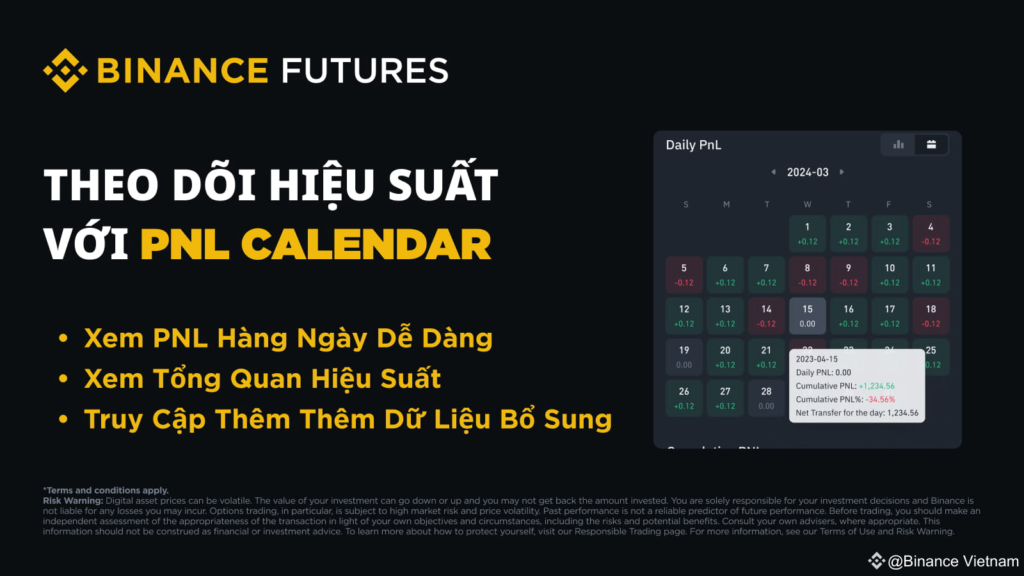 PNL Calendar giúp bạn theo dõi PNL hàng ngày một cách trực quan.