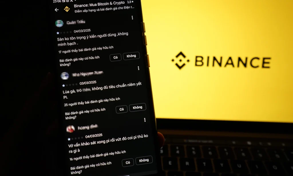 Ứng dụng Binance trên Google Play và App Store bị cộng đồng Pi đánh giá 1 sao hàng loạt.