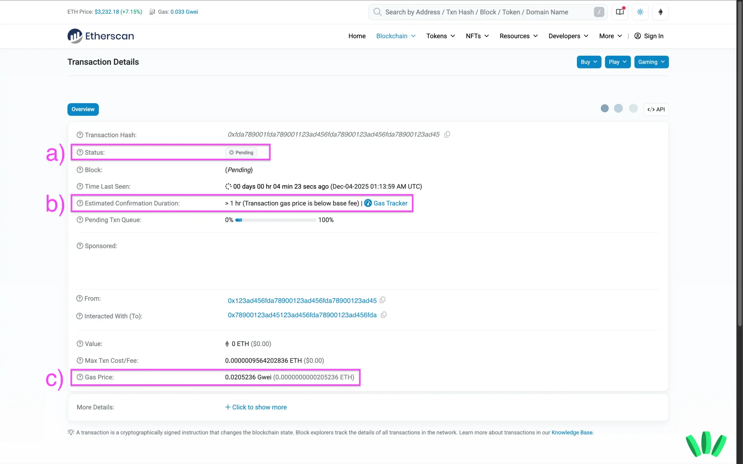 Giao diện Blockchain Explorer hiển thị trạng thái giao dịch Bitcoin