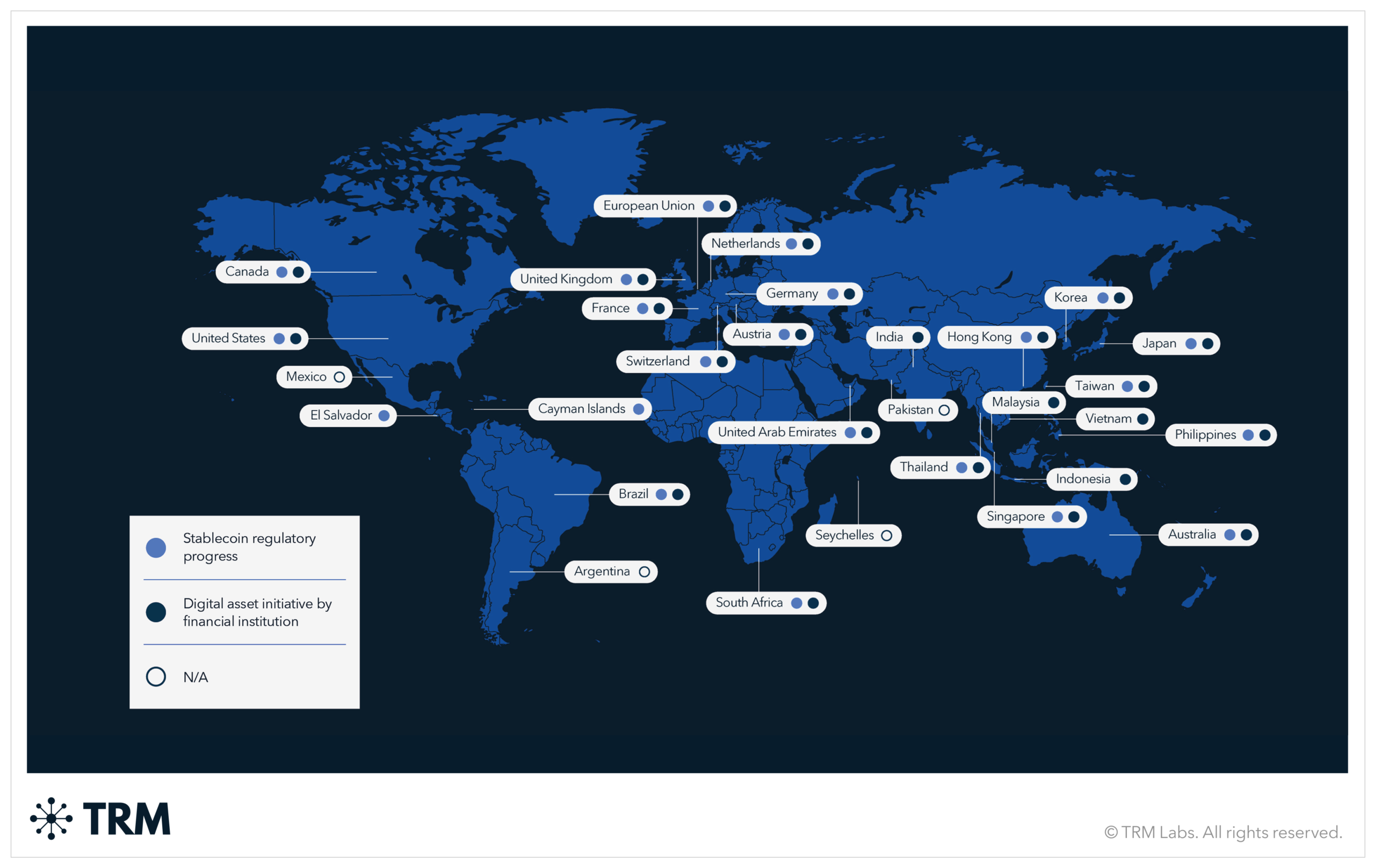 Bản đồ tình hình quy định pháp lý về tiền mã hóa trên toàn cầu