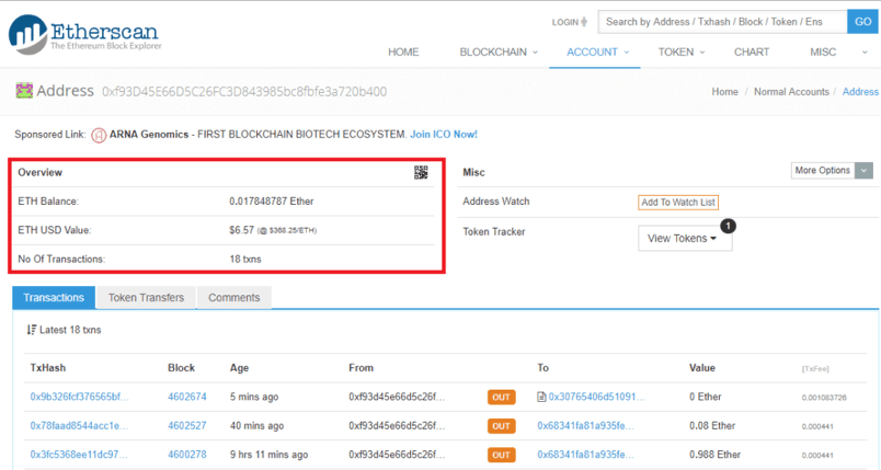Kiểm tra trạng thái giao dịch trên Etherscan
