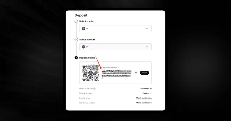 Giao diện hướng dẫn nạp Pi Network vào ví OKX TR.