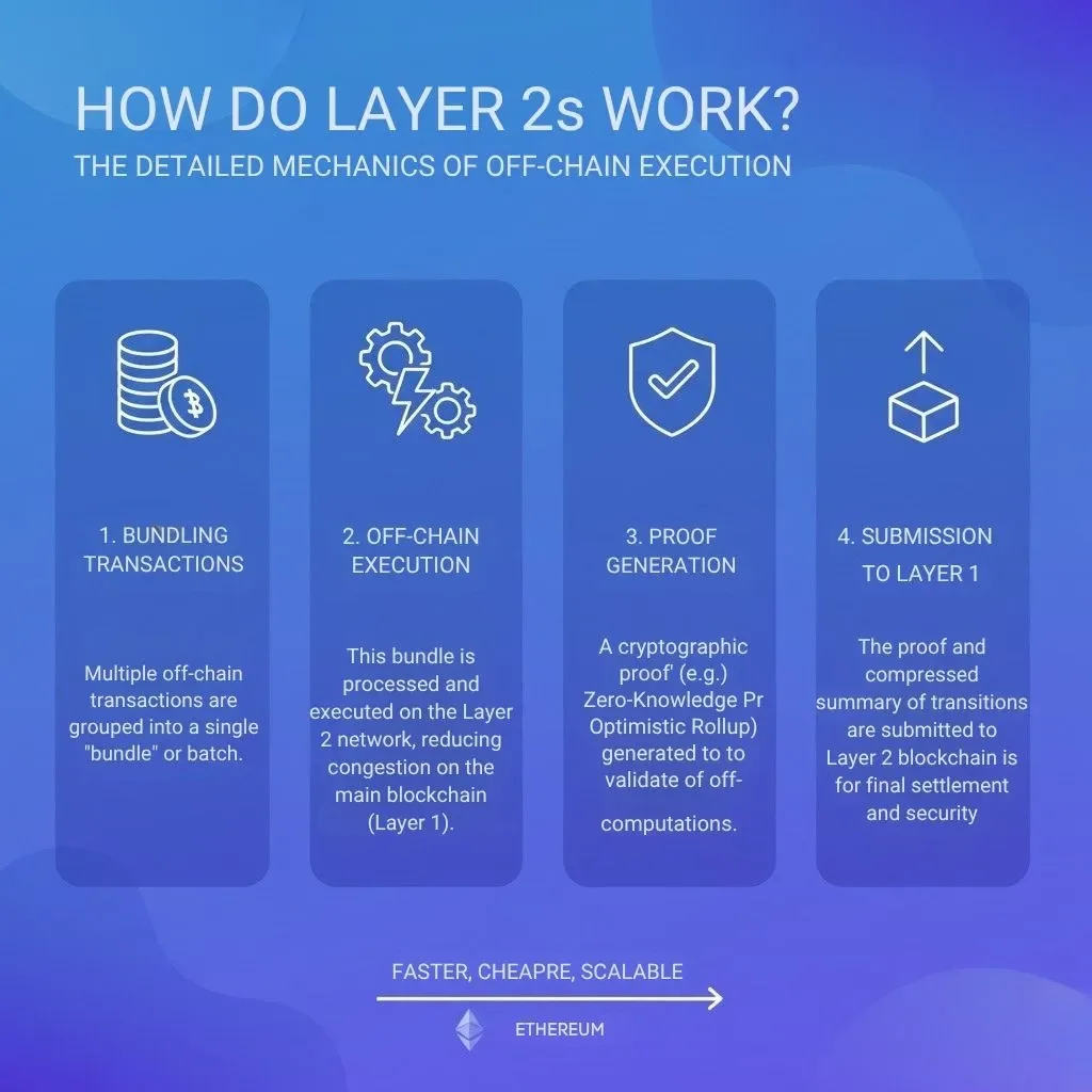 Quy trình xử lý giao dịch off-chain trên Layer 2, tổng hợp và gửi bằng chứng lên Layer 1.