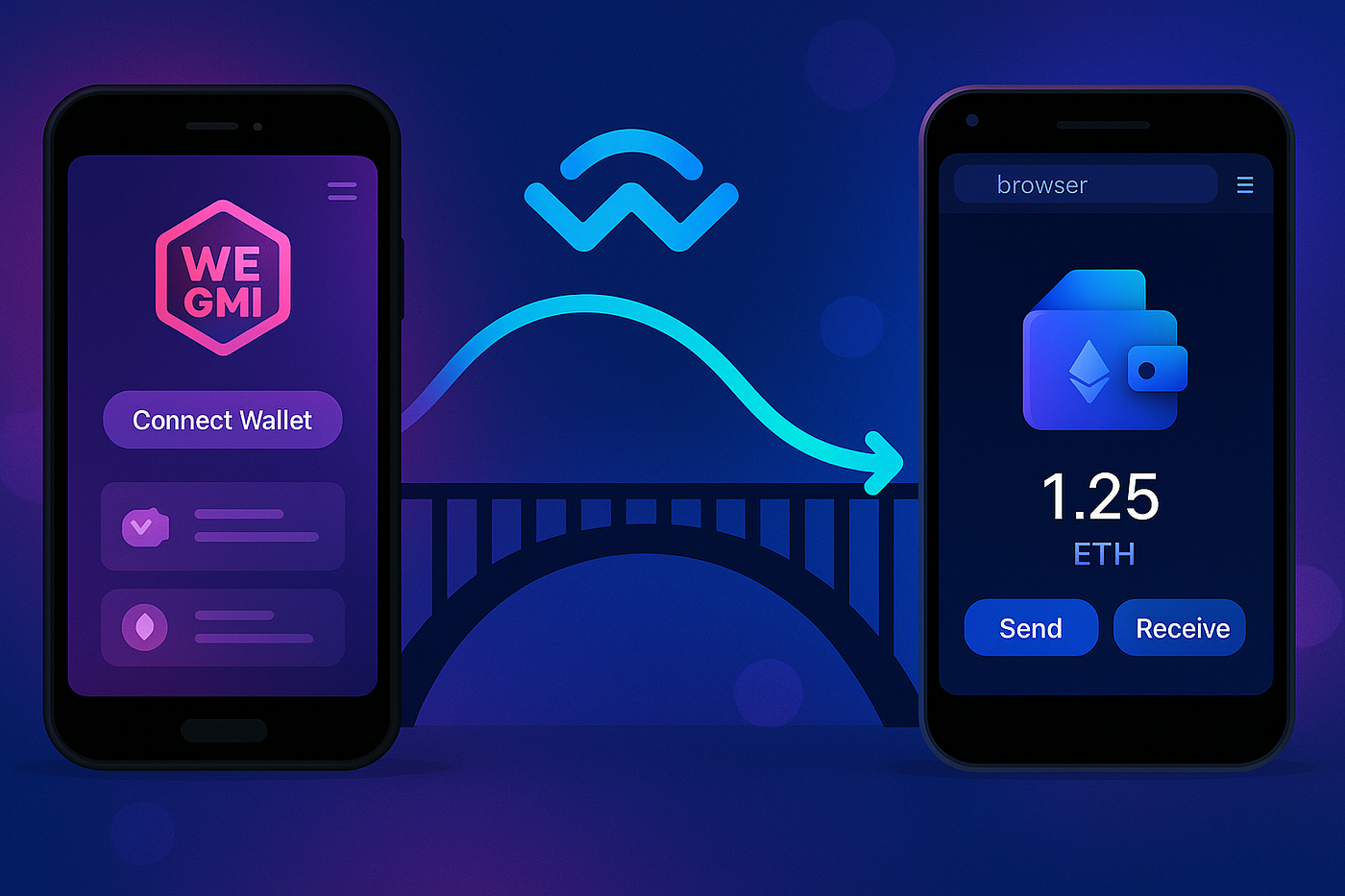 Ví di động cho phép tương tác với các ứng dụng DeFi và Web3