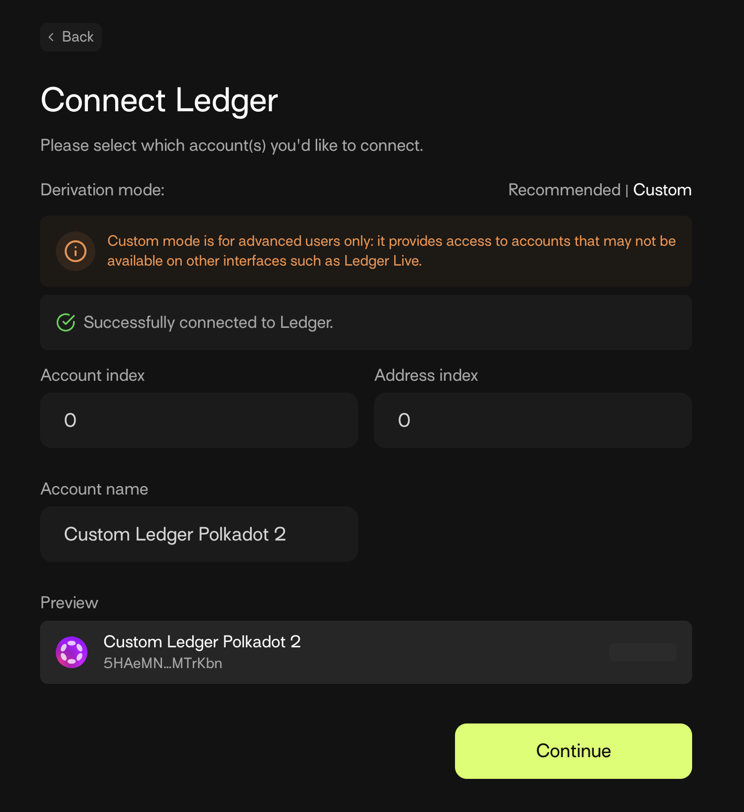 Giao diện tài khoản Ledger Live với nút nhận