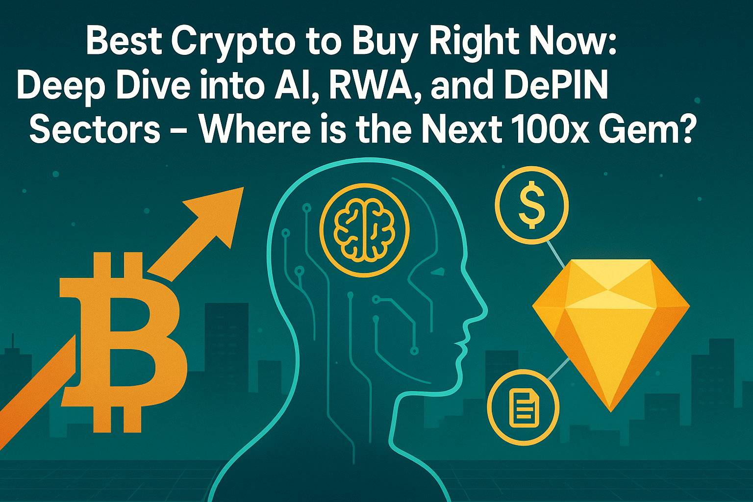 Đồ họa đại diện các xu hướng công nghệ blockchain mới nổi: AI, DePIN và RWA