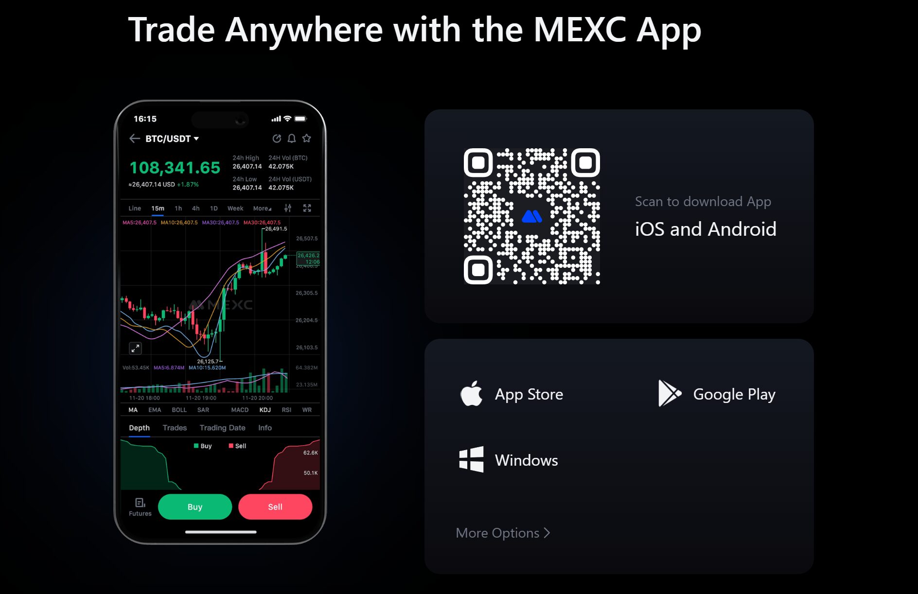 Giao diện nạp tiền trên sàn MEXC với địa chỉ ví và mã QR cho USDT