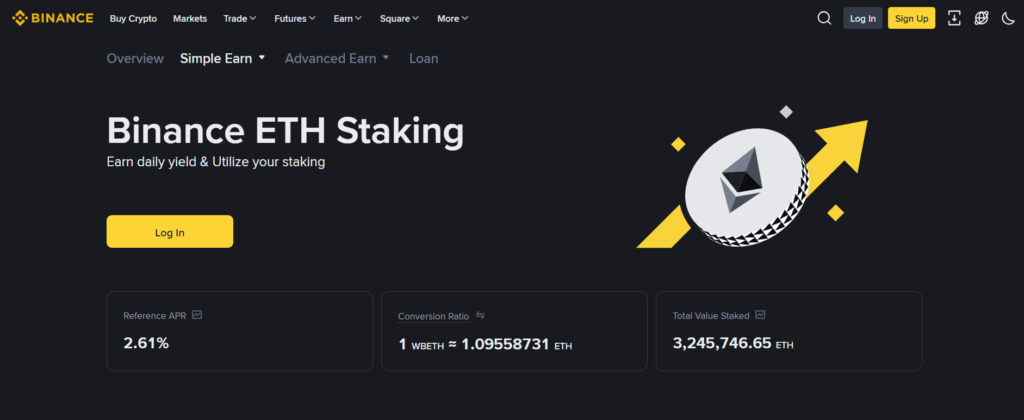 Giao diện Binance ETH Staking
