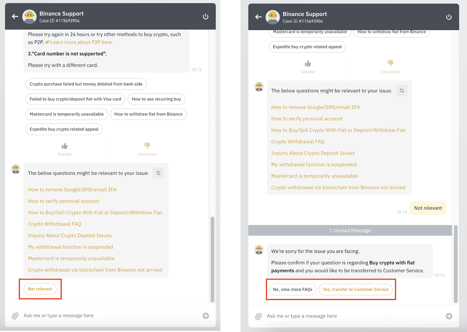 Giao diện chat trực tuyến với bộ phận hỗ trợ Binance