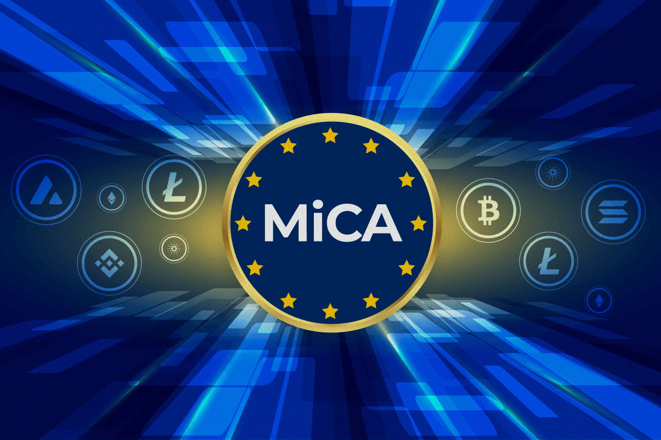 Minh họa khung pháp lý MiCA của Liên minh Châu Âu, thể hiện tầm quan trọng của quy định đối với stablecoin