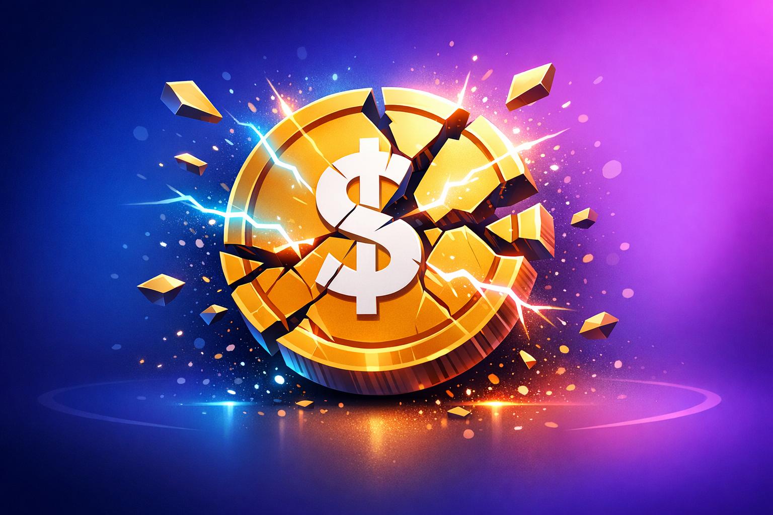 Biểu tượng stablecoin bị mất neo giá (depeg) và cảnh báo rủi ro