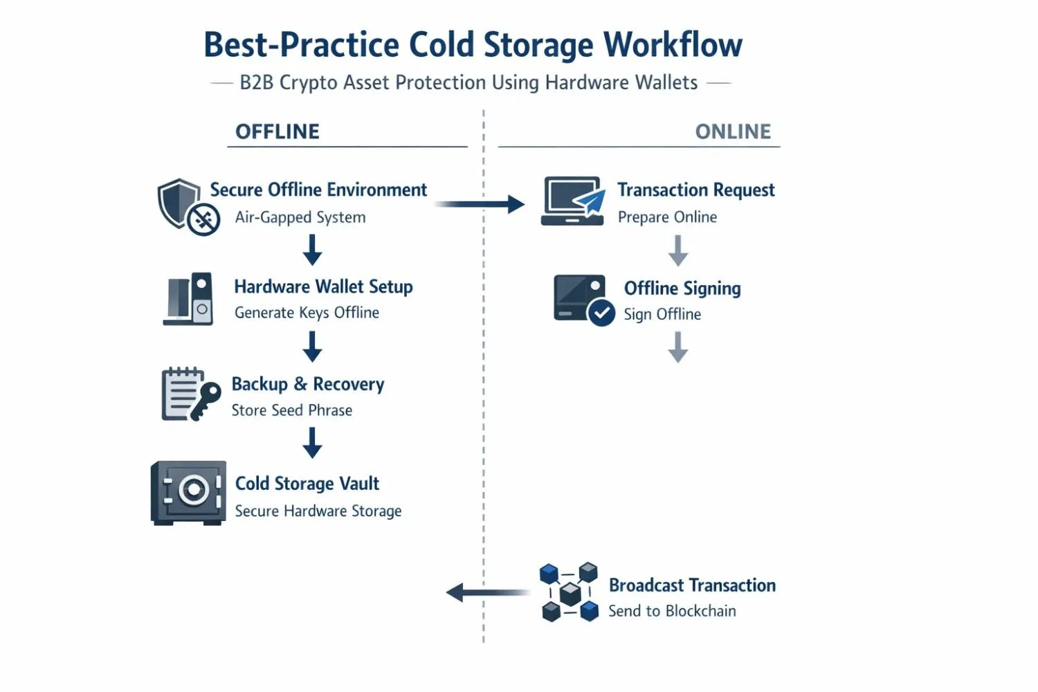 Quy trình lưu trữ lạnh tài sản kỹ thuật số để bảo mật cho sàn giao dịch
