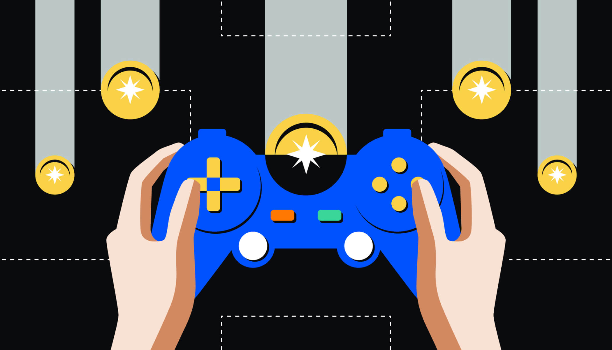 Giao diện trò chơi GameFi với các yếu tố tiền điện tử và NFT