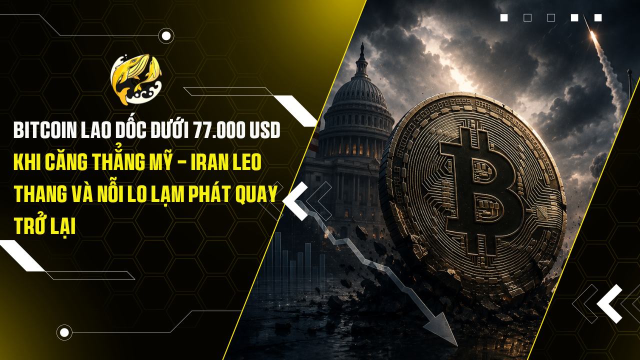 Bitcoin lao dốc dưới 77.000 USD khi căng thẳng Mỹ