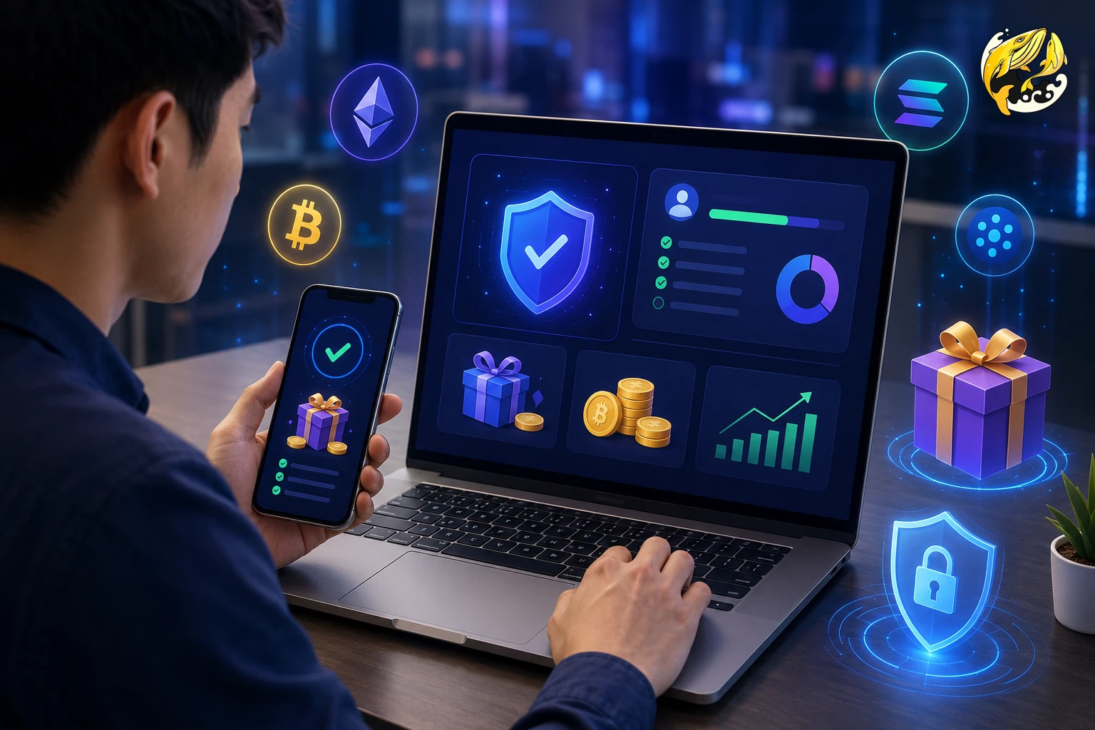 Người dùng kiểm tra ví crypto để nhận airdrop
