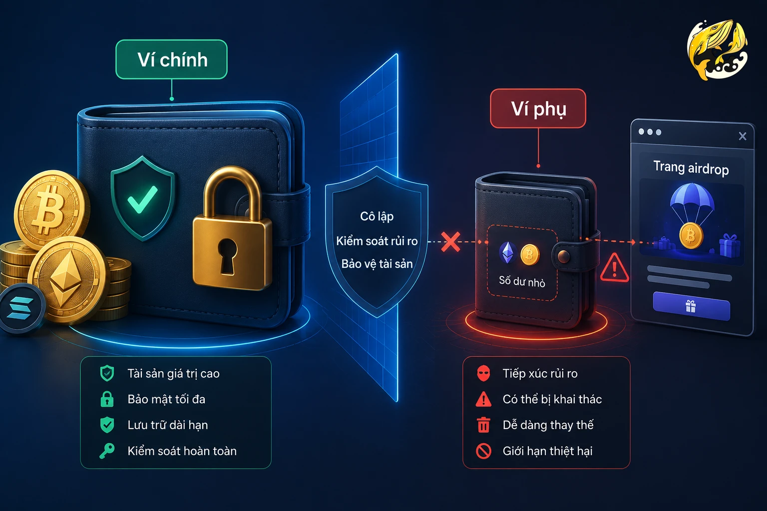 Dùng ví phụ để bảo vệ ví chính khi claim airdrop