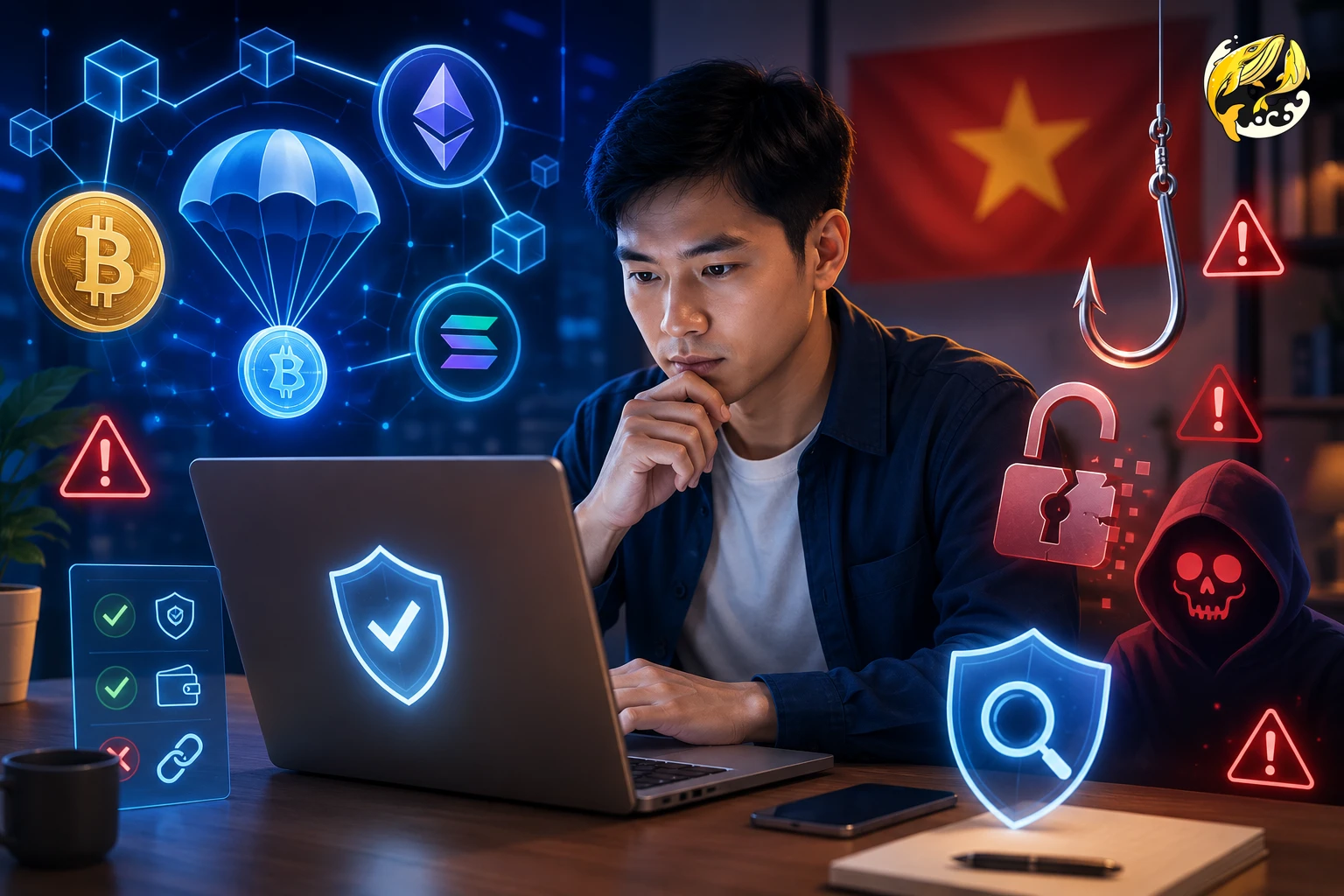 Người dùng kiểm tra link claim airdrop chính thức để tránh scam crypto