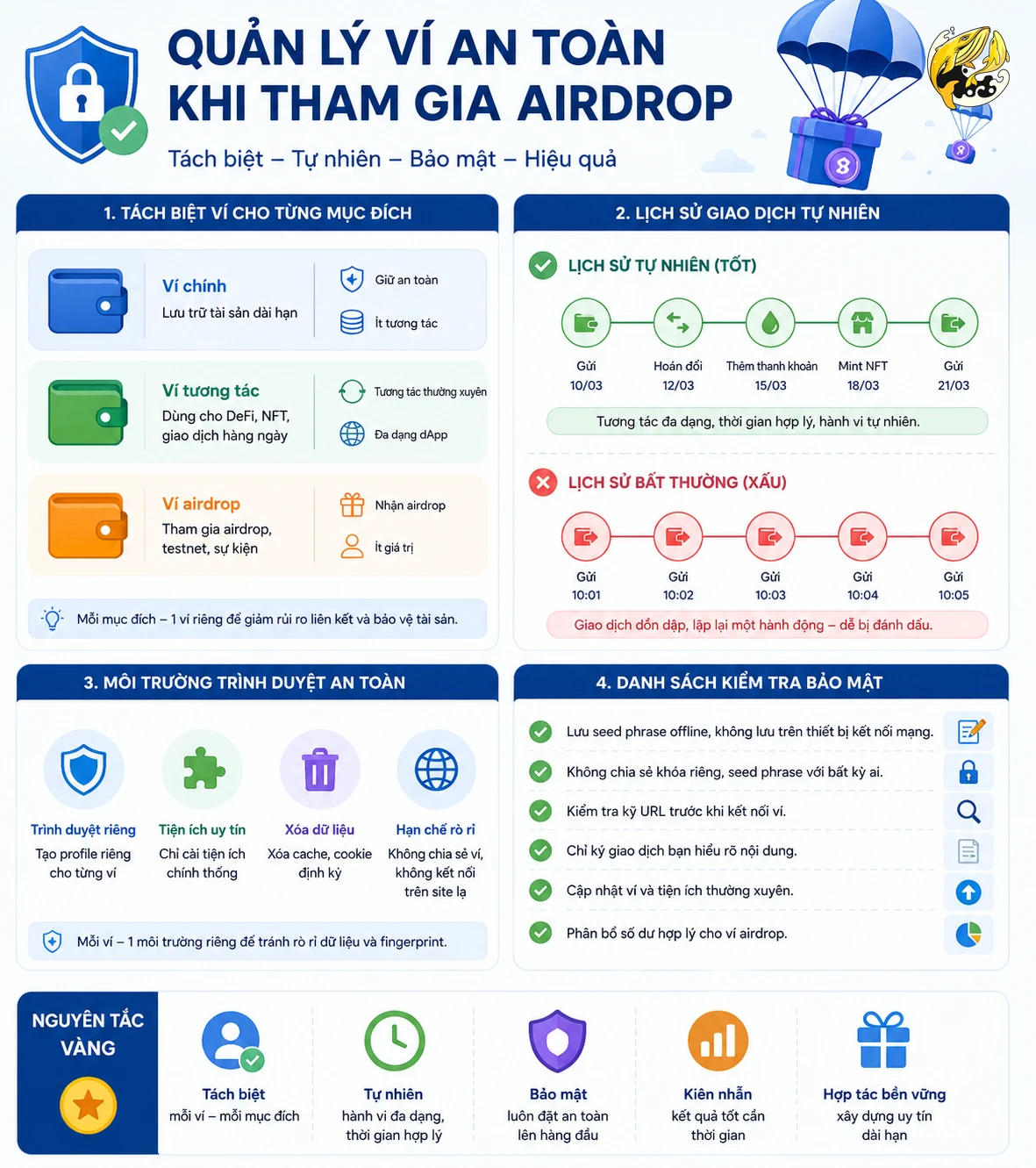 Checklist quản lý ví crypto an toàn để tránh bị đánh dấu Sybil