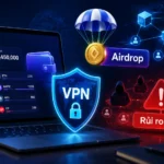 Ảnh đại diện bài viết về dùng VPN khi săn airdrop và rủi ro Sybil