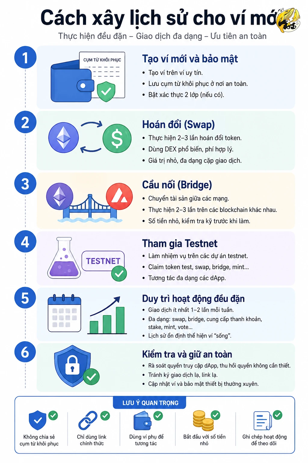 Các bước xây lịch sử on-chain cho ví mới tạo