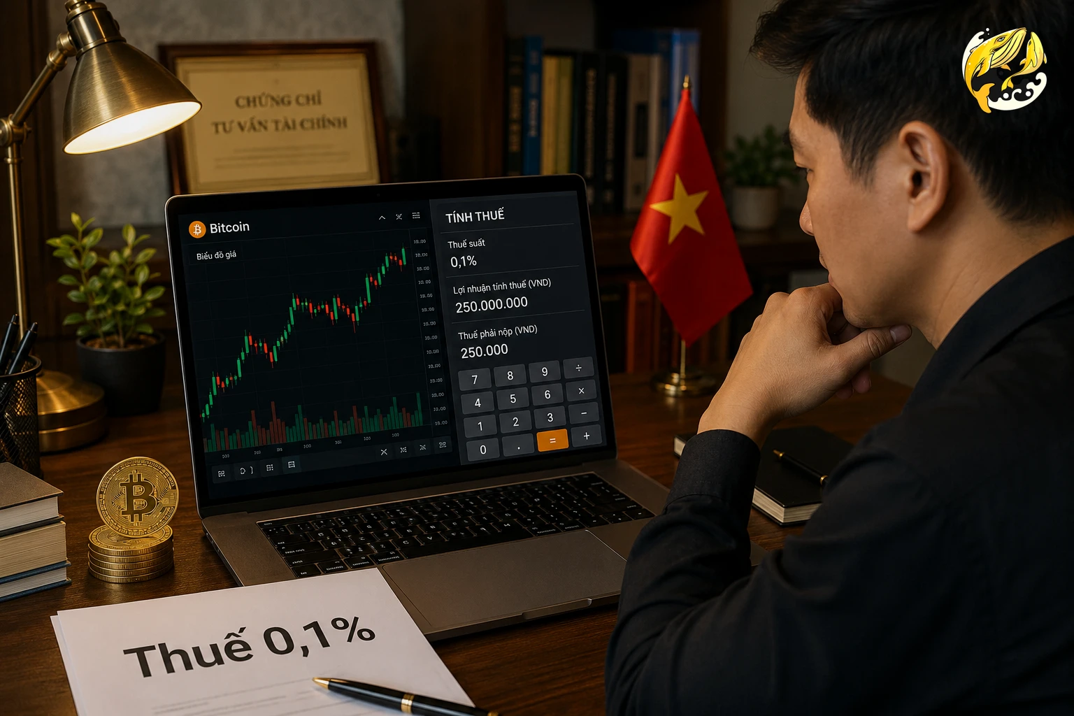 Nhà đầu tư tính toán chi phí thuế crypto 0,1% trên mỗi giao dịch bán
