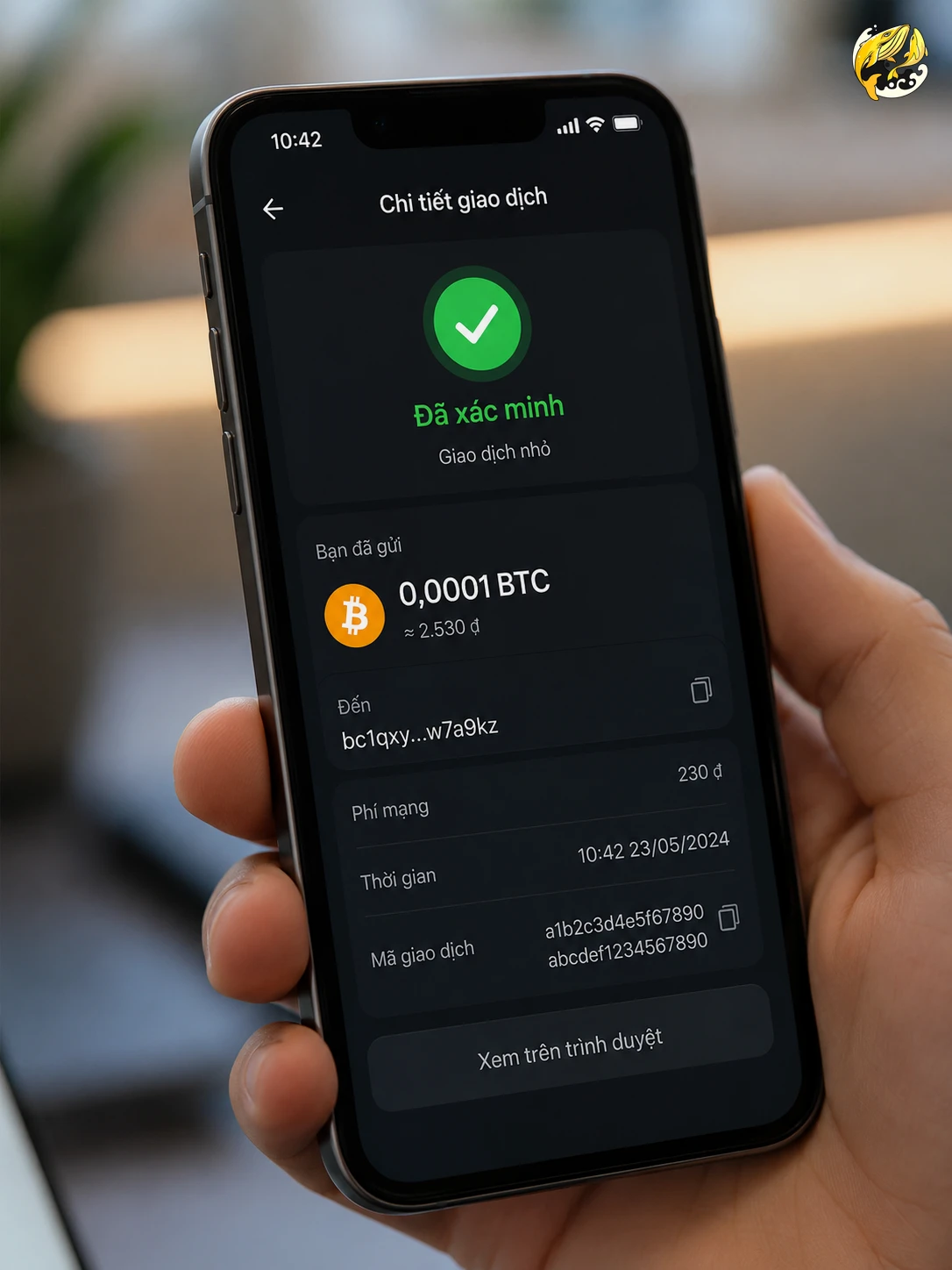 Minh họa quy trình xác minh ví cá nhân bằng phương thức Satoshi Test