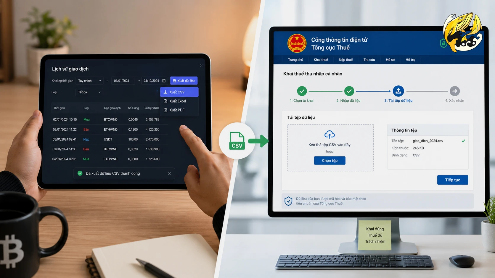 Hướng dẫn xuất lịch sử giao dịch từ sàn crypto để chuẩn bị hồ sơ kê khai thuế