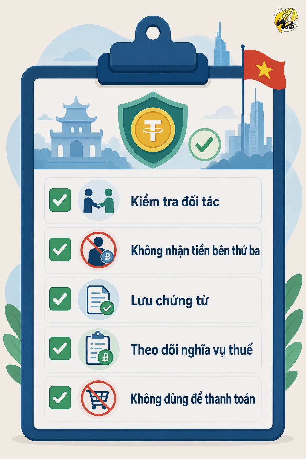 Checklist giao dịch USDT và USDC an toàn, hạn chế rủi ro pháp lý tại Việt Nam