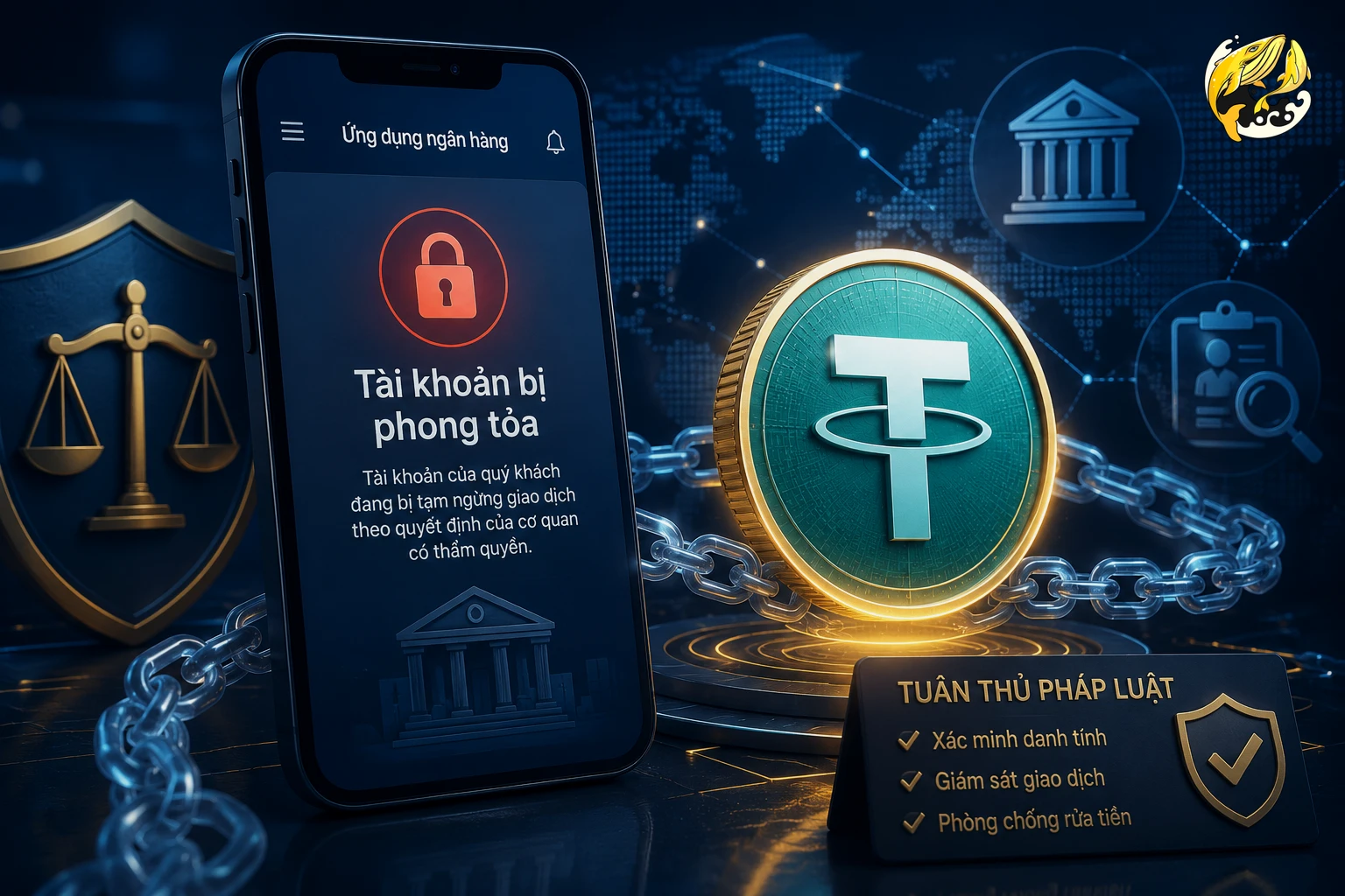 Rủi ro bị phong tỏa tài khoản ngân hàng khi giao dịch P2P USDT dính tiền bẩn