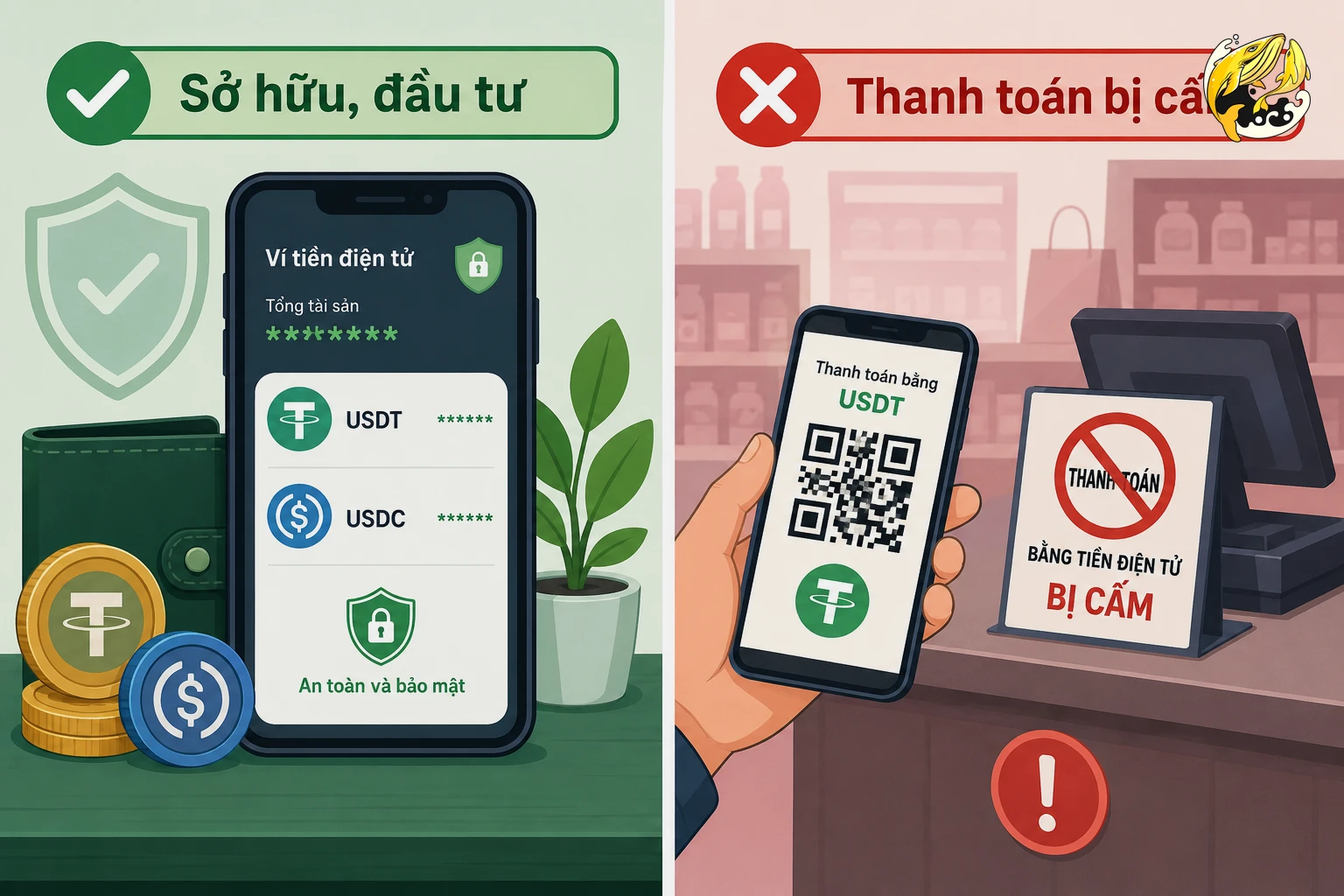 Sự khác biệt pháp lý giữa sở hữu USDT USDC và dùng stablecoin thanh toán tại Việt Nam