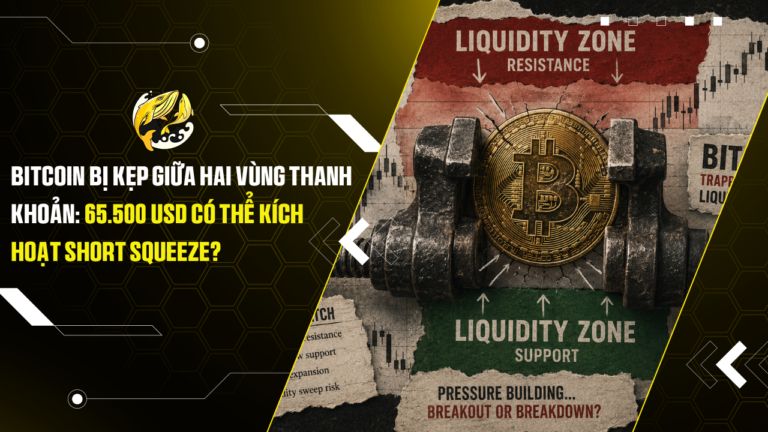Bitcoin bị kẹp giữa hai vùng thanh khoản 65.500 USD có thể kích hoạt short squeeze