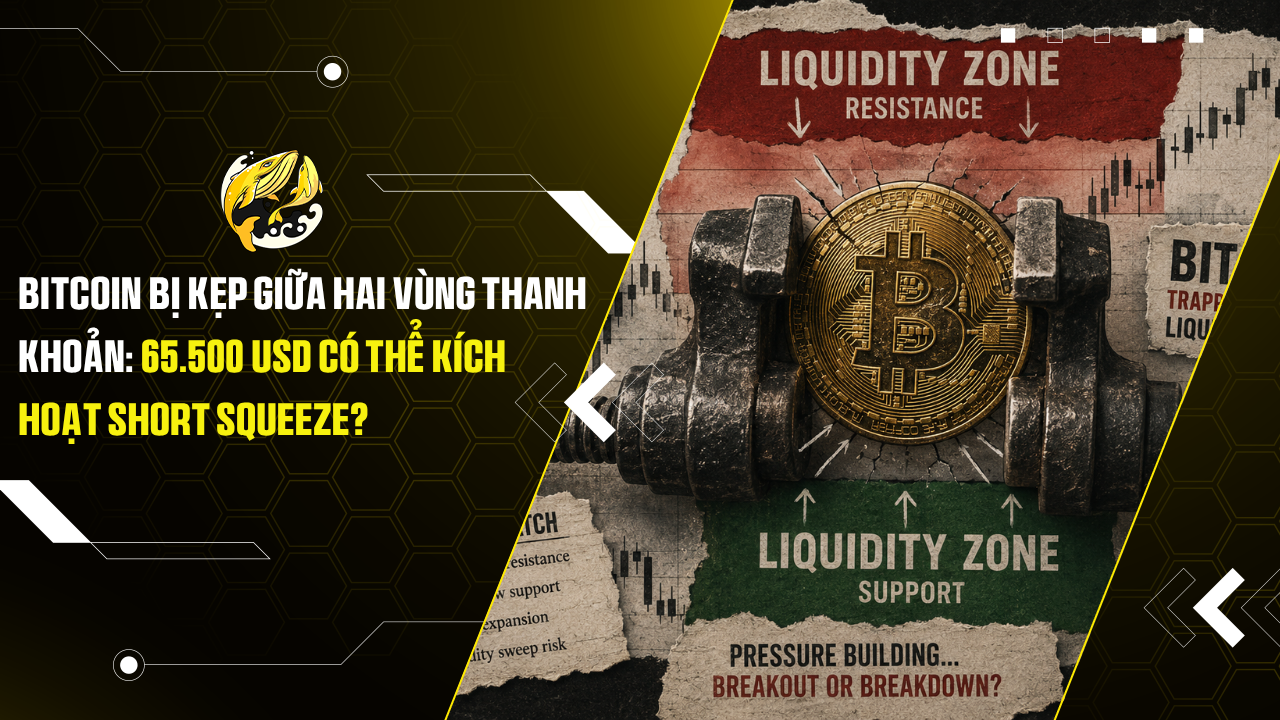 Bitcoin bị kẹp giữa hai vùng thanh khoản: 65.500 USD có thể kích hoạt short squeeze?